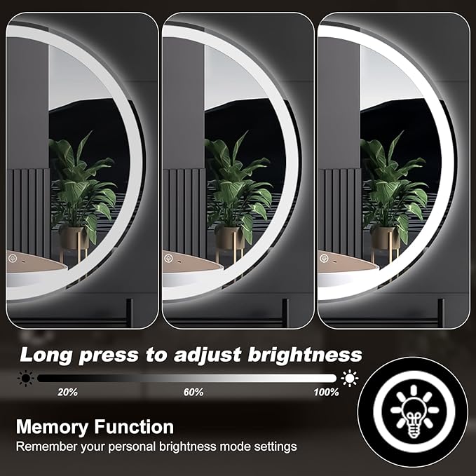 NEWBULIG 36 Inch Round LED Bathroom Wall Mirror - Image 6