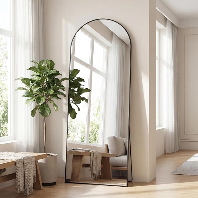 Sweetcrispy 65"x24" Arched Full Length Mirror, Leaning or Standing Full Body - Image 2