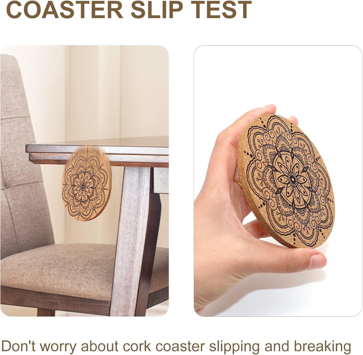 Coasters for Drinks 12 pcs Absorbent Cork Coasters with Flower Pattern Housewarming Gifts for New Home Present for Friends, Living Room Decor, Apartment Decor