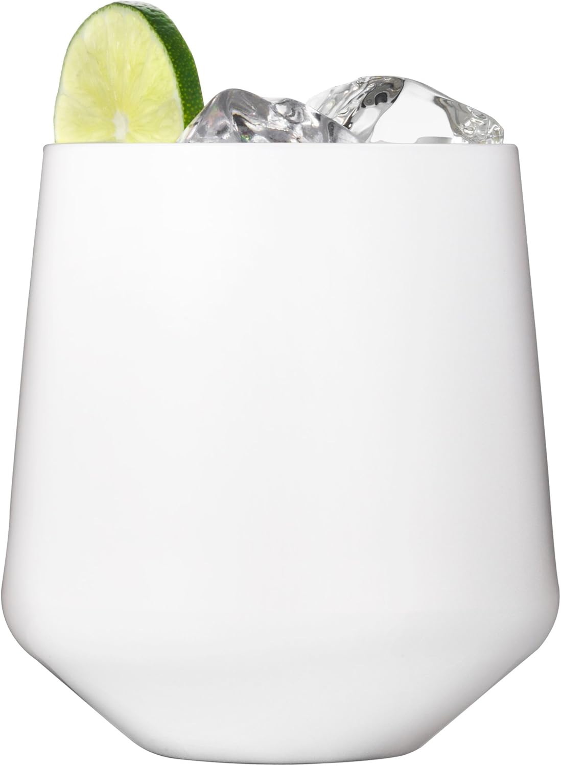 Drinique Unbreakable Stemless Wine Glasses (Set of 4) 12oz Tritan Plastic Stemless Glassware for Indoor or Outdoor Use - White