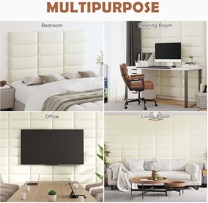 IFNOW Wall Mounted Upholstered Headboard Queen, 3D Peel and Stick Soundproof - Image 7