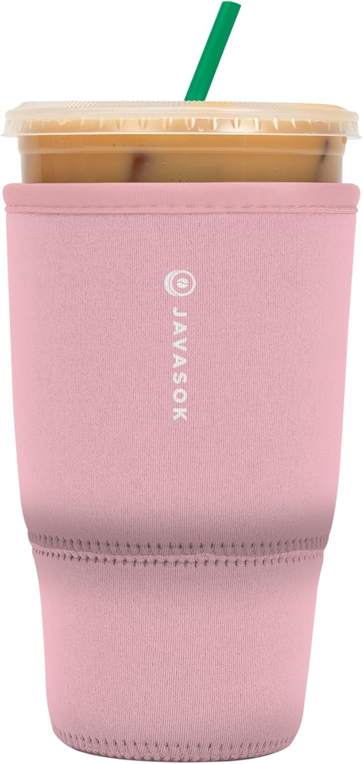 Sok It JavaSok Iced Coffee & Cold Soda Insulated Neoprene Cup Sleeve (Millennial Pink, Large: 30-32oz)