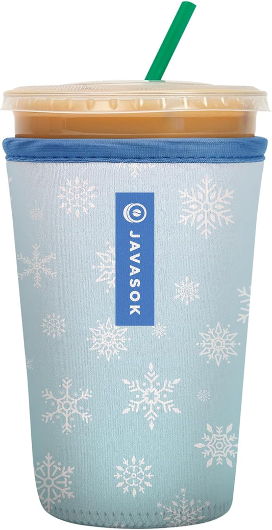 Sok It JavaSok Iced Coffee & Cold Soda Insulated Neoprene Cup Sleeve (Let It Snow, Medium: 22-28oz)