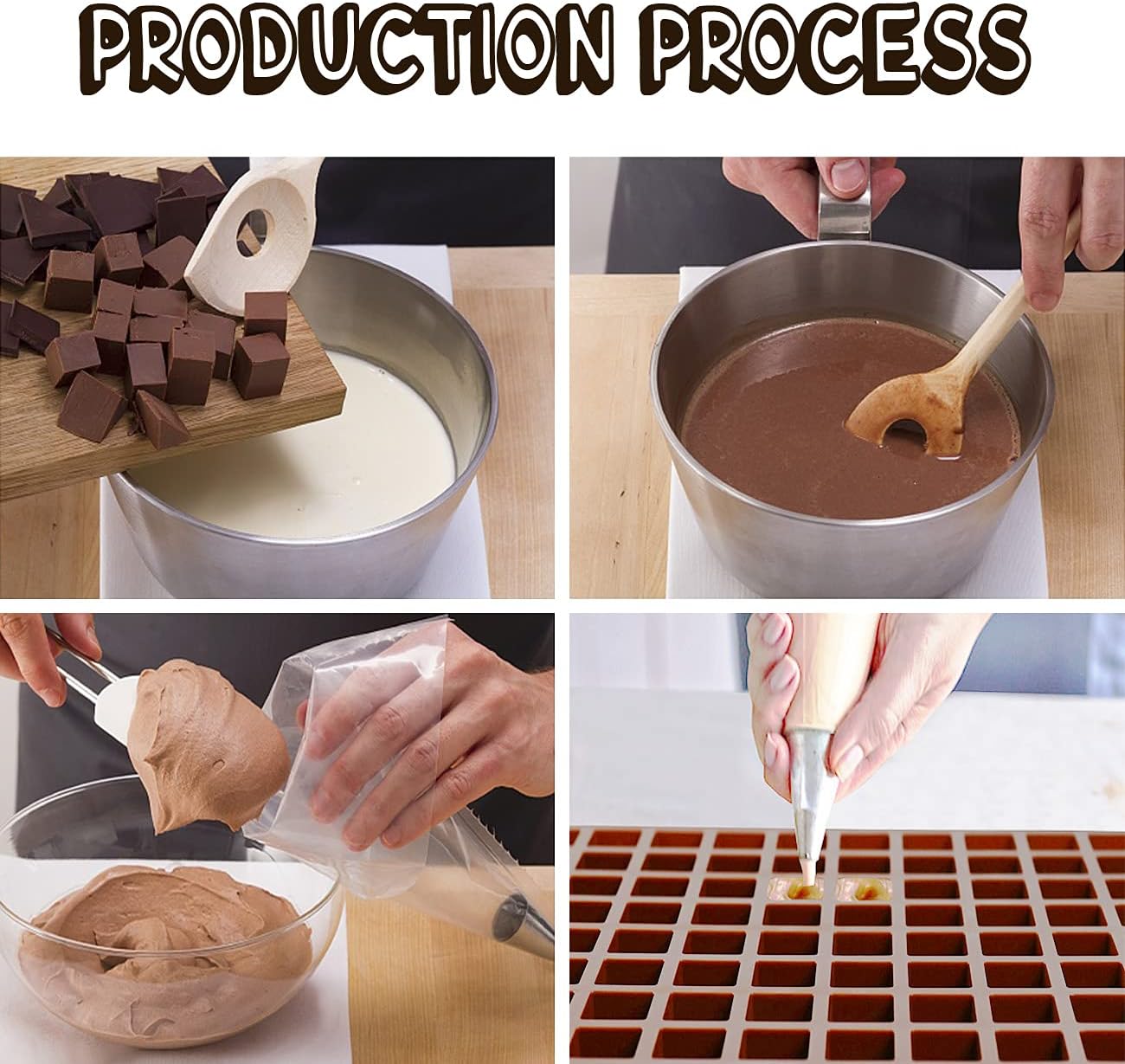 Sakolla Square Chocolate Mold, 80 Cavities Silicone Molds for Chocolate, Caramel, Praline, Ice Cube, Jelly, and Gummy (Coffee）