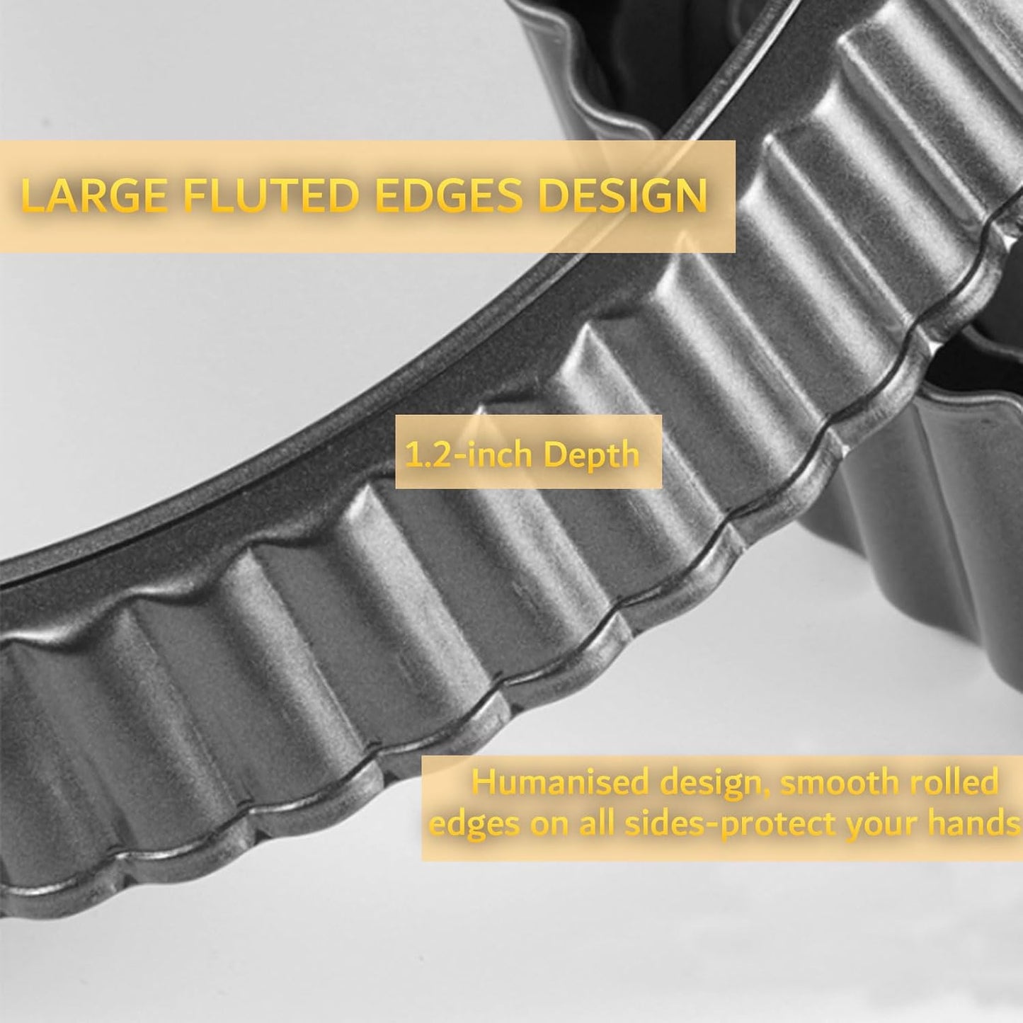 DATANYA Tart Pan 9 Inch Tart Pans Removable Bottom, Non-Stick Quiche Pan Carbon Steel Heavy Duty Pie Pan 9 Inch Tart Pan Loose Bottom, extra high of 1.2 Inches