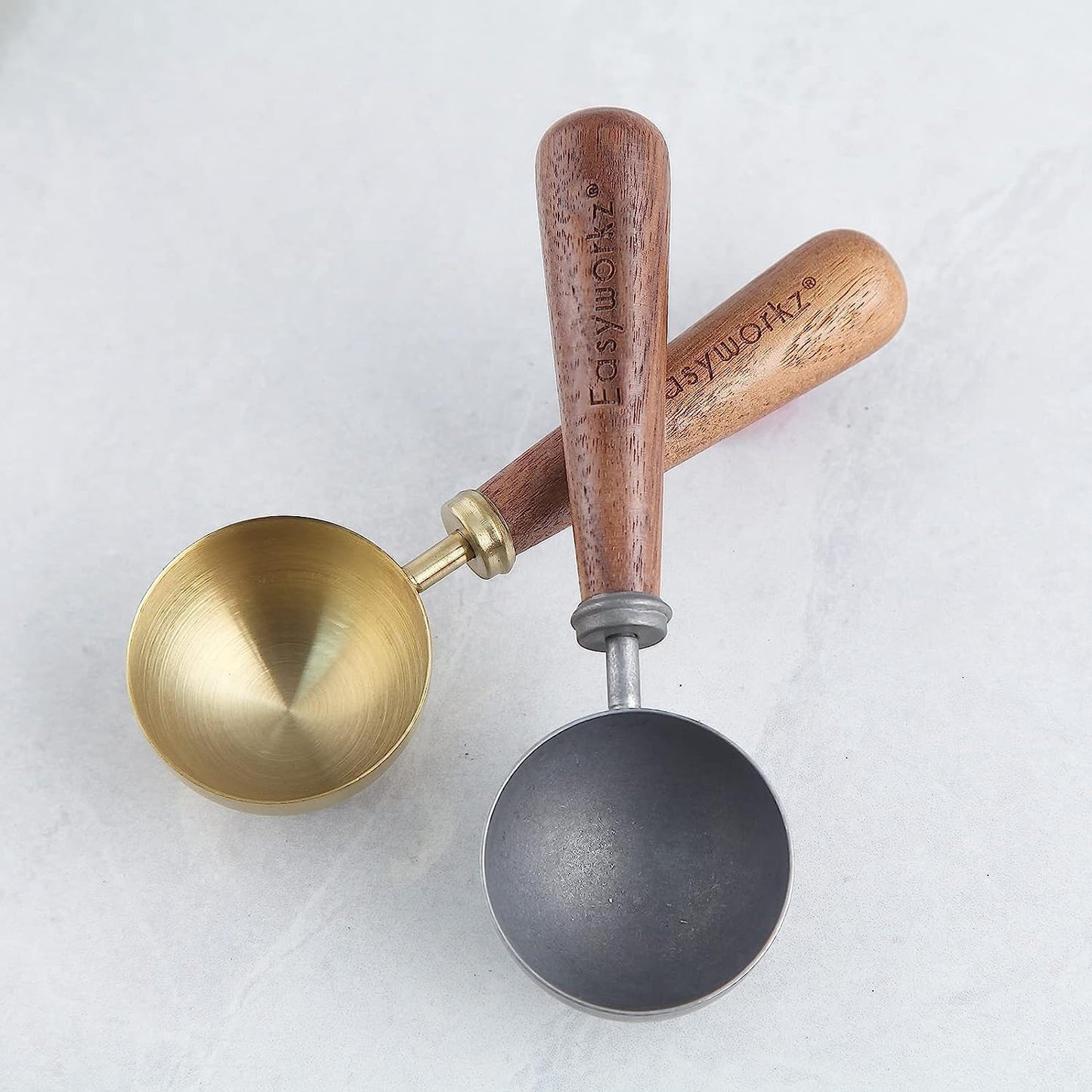 Easyworkz Retro Stainless Steel Coffee Spoon With Black Walnut Handle,10g - Measuring Spoon (Brushed gold)