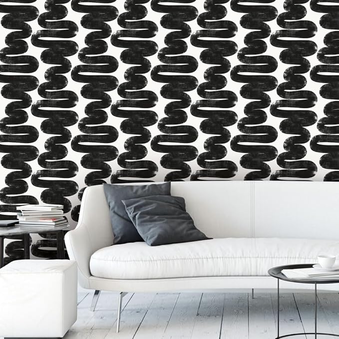 Tempaper x Bobby Berk White & Black Wiggle Room Removable Peel and Stick - Image 2