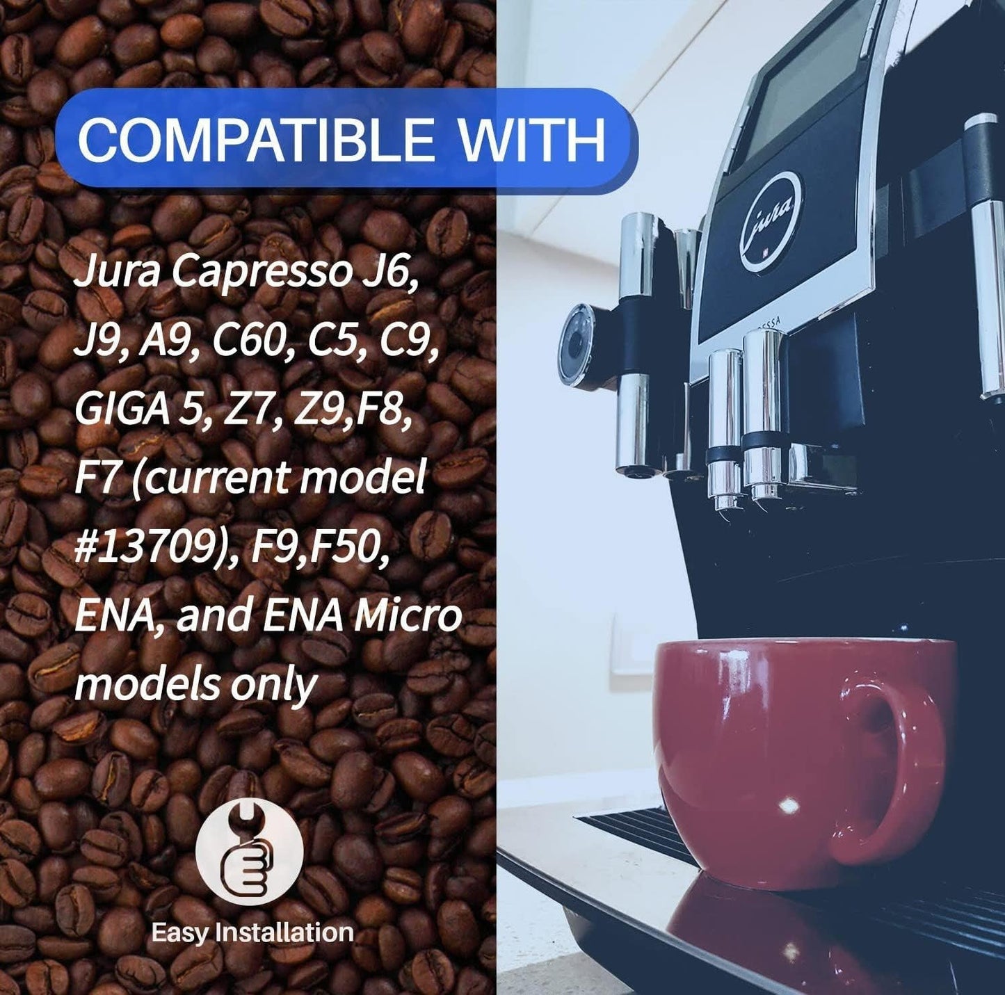 4-Pack PrimaPure Coffee Machine Water Filter Replacement for Jura Clearyl Blue 71445, 67879, ENA3, ENA5, J6, J9, J95 Certified To NSF/ANSI 42 by IAPMO R&T