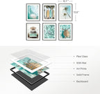 Framed Coastal Beach Wall Art for Living Room, Teal Green Summer Seascape - Image 9