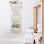 TeoKJ Over the Door Hanging Basket, 3-Tier Woven Cotton Wall-Mounted Storage - Image 5