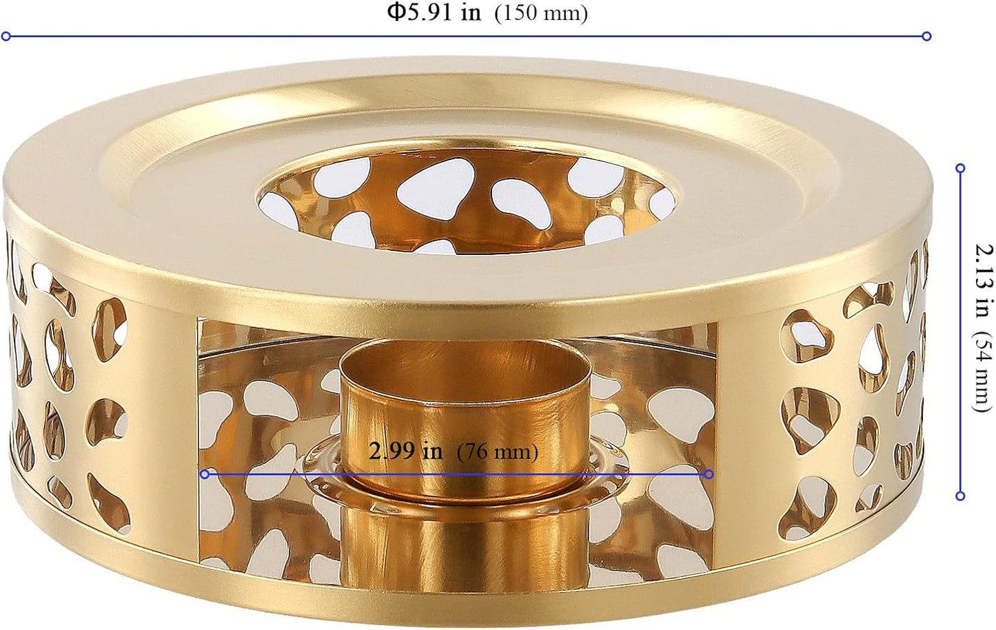 4 PCS Teapot Warmer, Stainless Steel Teapot Warmer, Metal Teapot Heater with Tealight Candle Holder, Brushed Coffee Tea Warmer Base for Glass or Ceramic Teapot, Gold