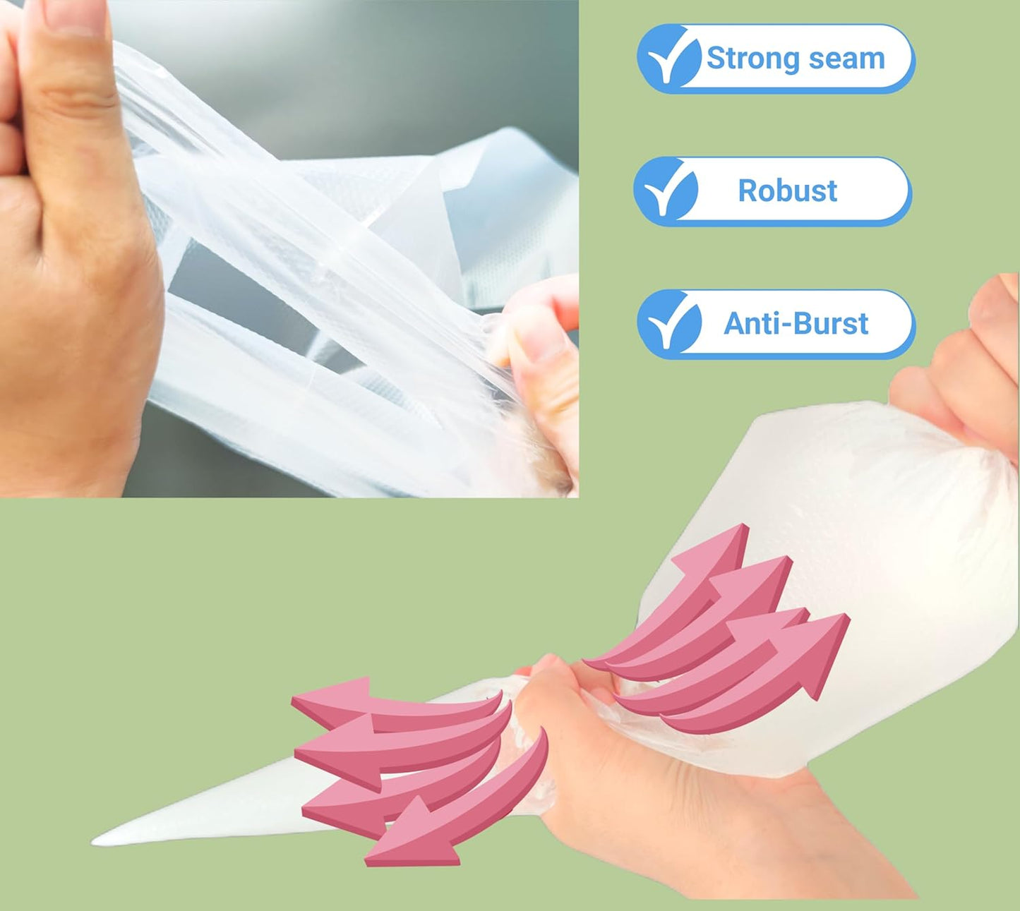 24 Inch Extra Large Piping Bags 200 Pack - Disposable Pastry Bags - Thick Anti-Burst Pastry Icing Frosting Piping Bags For Decorating Cupcakes Cakes Cookies (Large 24 Inch-200 Pack)