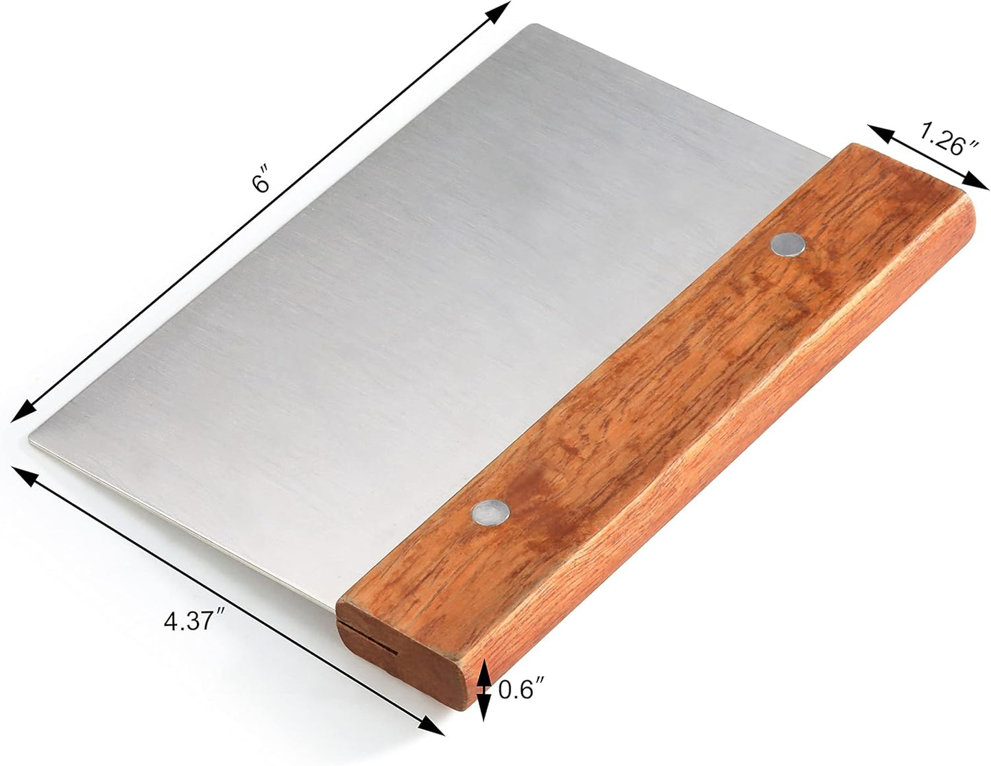 New Star Foodservice 36237 Wood Handle Dough Scraper, 6 by 3-Inch, Silver