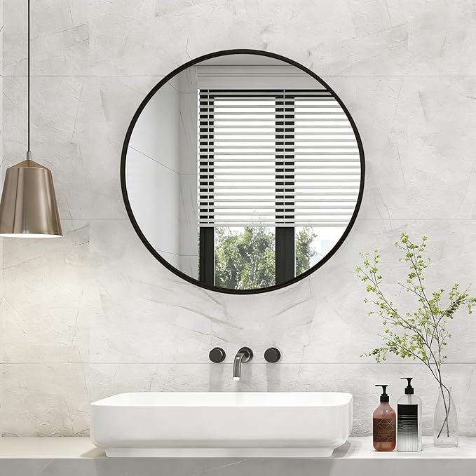 NEWBULIG 30 Inch Round Wall Mirror, Bathroom Mirror - Image 7