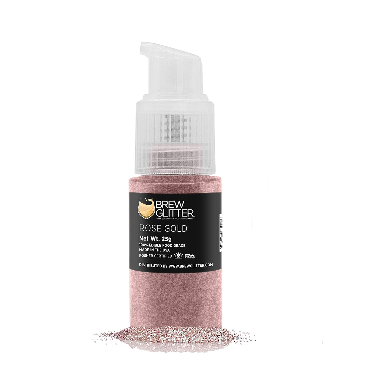 Rose Gold BREW GLITTER Edible Glitter For Drinks, Cocktails, Beer, Garnish Glitter & Beverages | KOSHER & HALAL Certified | 100% Edible & Food Grade | Vegan, Gluten, Nut Free (25g Spray Pump, Rose Gold)