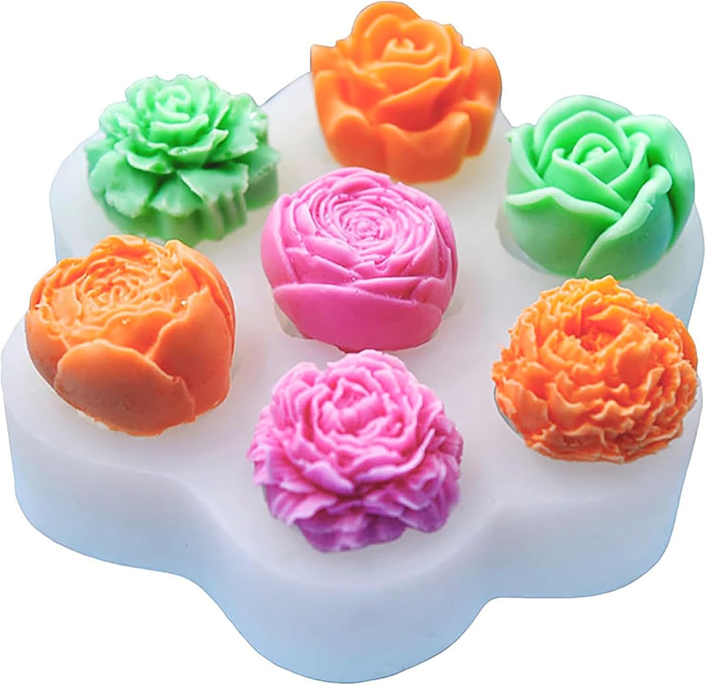 7 Cavities Peony Flower Tulip Rose Candle Mold - Silicone Resin Casting Molds for Candle & Resin & Soap Craft Supplies