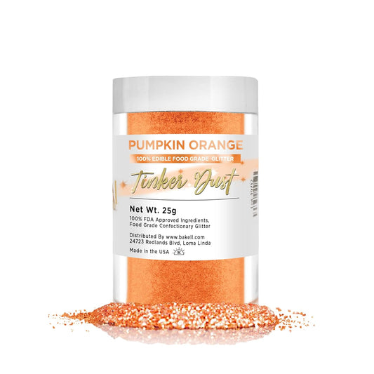 Tinker Dust - Pumpkin Orange (25g 1x Jar) | Edible Glitter for Cakes, Cupcakes, Cake Pops, Drinks, Desserts by Bakell