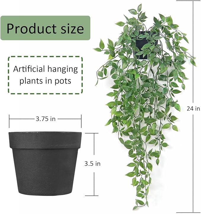 Artificial Hanging Plants Fake Small Potted Plants Faux Mandala Vines Plastic - Image 3