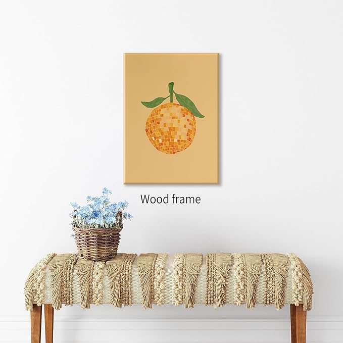 Retro Funky Orange Canvas Wall Art Fashion Disco Ball Aesthetic Posters 16X24 - Image 4