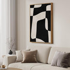 Framed Black and Beige Neutral Abstract Wall Art, Modern Canvas Prints - Image 4