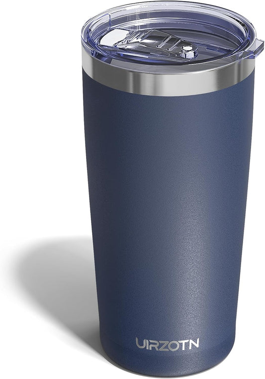 Travel Coffee Tumbler 20oz, Leakproof Travel Coffee Mug with Lid and Straw, Stainless Steel Double Wall Vacuum Insulated Tumbler for Hot/Iced Drinks (Textured Matte, Navy Blue)