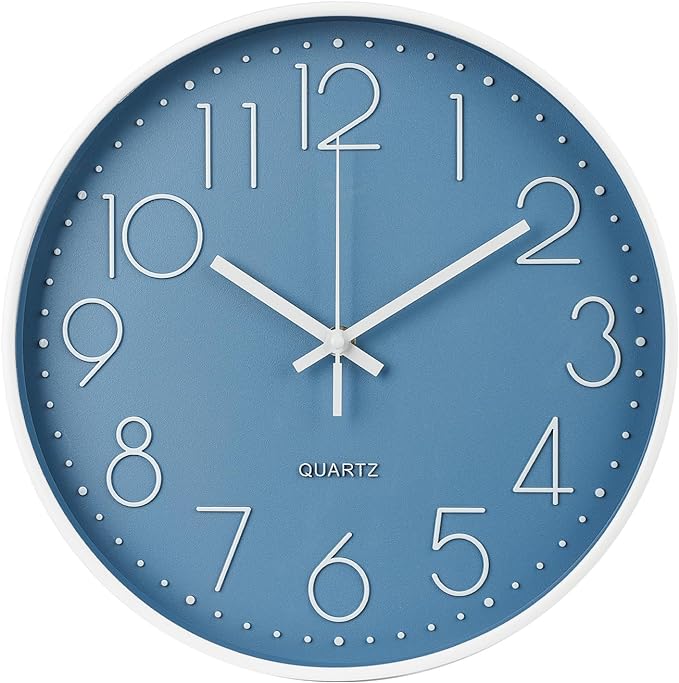 Wall Clock 10 Inch Non-Ticking Silent Modern Simple Style Round Decor Clock by BAKBRAND