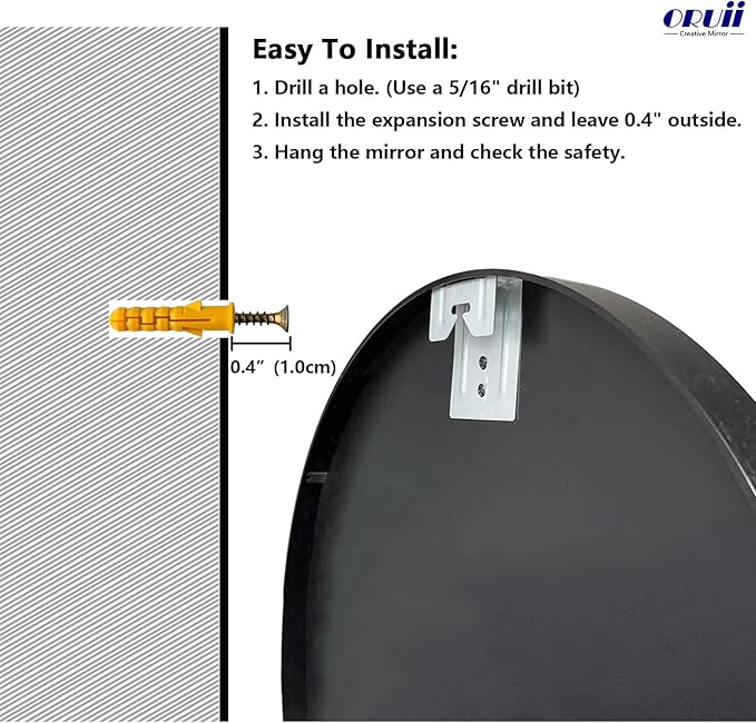 Oruii Round Mirror, Circle Wall Mirrors Metal Frame, Living Room - Image 7