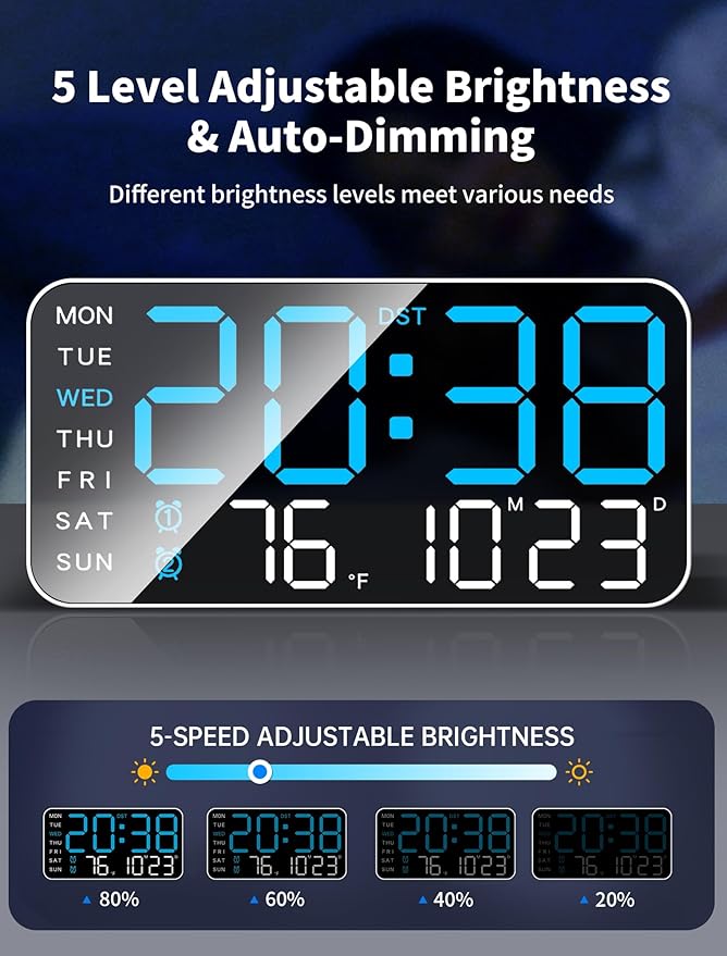 MASHI 8.4''Large Digital Wall Clock, Led Alarm Clock - Image 4