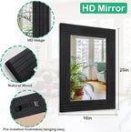 Black Vintage Rustic Wood Framed Wall Mirror Farmhouse Rectanglular Antique - Image 7