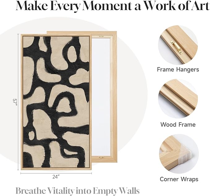 Framed Neutral Horizontal Abstract Wall Art - Image 6