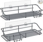 Nieifi Shower Caddy Shelf with Hooks Storage Rack Organizer Adhesive Stainless by Nieifi