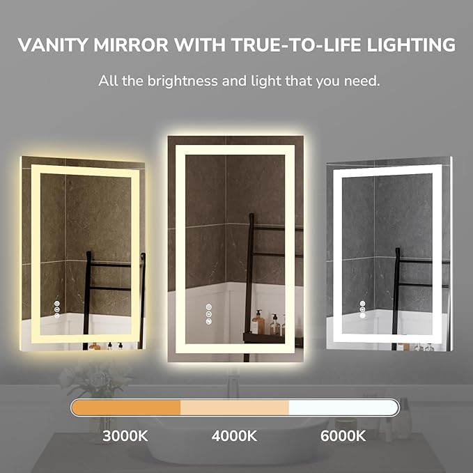 USHOWER LED Bathroom Mirror 72x36 Inch Tempered Glass - Image 6