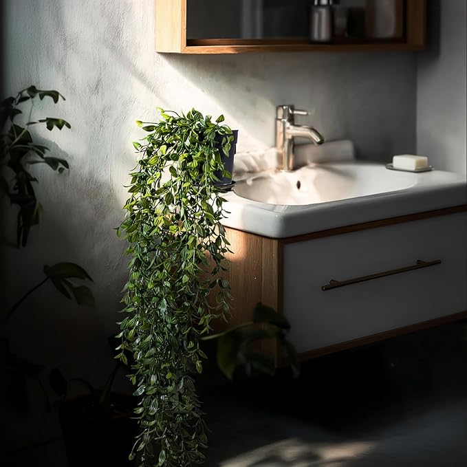 Artificial Hanging Plant 2 Pcs Faux Plant Ivy Vine Faux Eucalyptus Vines Fake - Image 7