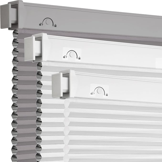 Grandekor No Drill No Tools Cordless Cellular Shades, 31.5" W x 64" H, Light by Grandekor