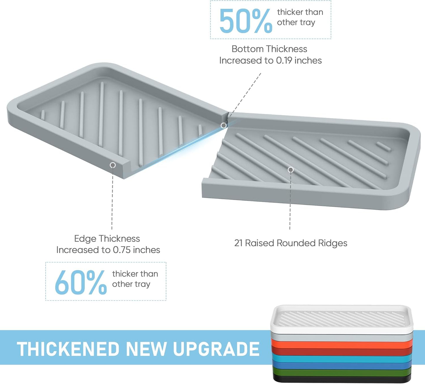 EG-SIPRO Kitchen Sink Organizer Tray,Sponge Holder for Kitchen Sink Bathroom Counter Tray Sponge Caddy Silicone Soap Holder for Soap dispenser, Bottle, Dishwashing Accessories(2-pack)