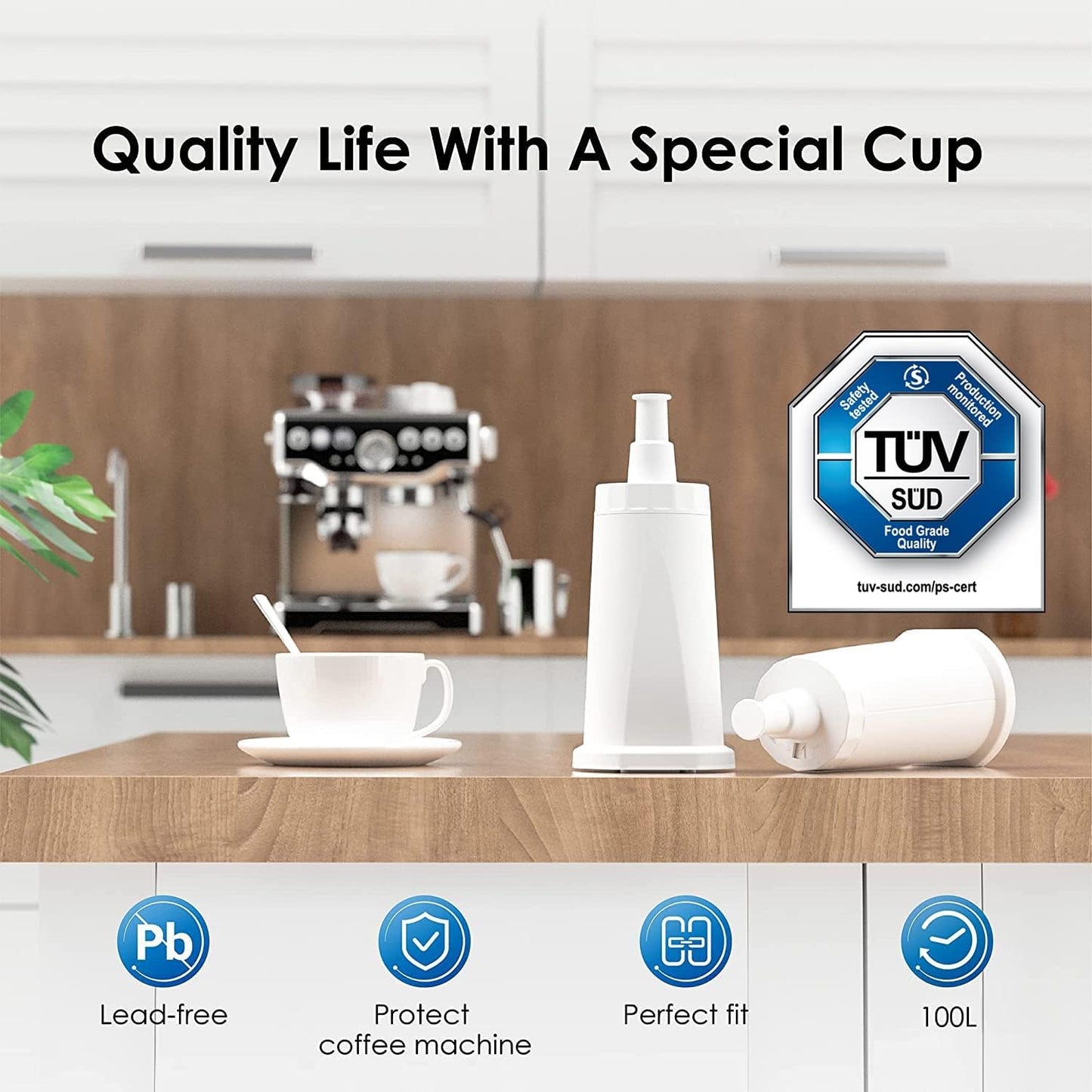 Waterdrop Coffee Filter, Replacement for Breville® Water Filter, Breville® Express Espresso Machine Water Filter, Breville® Barista Touch, Oracle® Touch BES990, TÜV SÜD Certified, 4 Packs