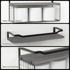 WOPITUES Floating Shelves with Wire Storage Basket, Bathroom Shelves Over - Image 4