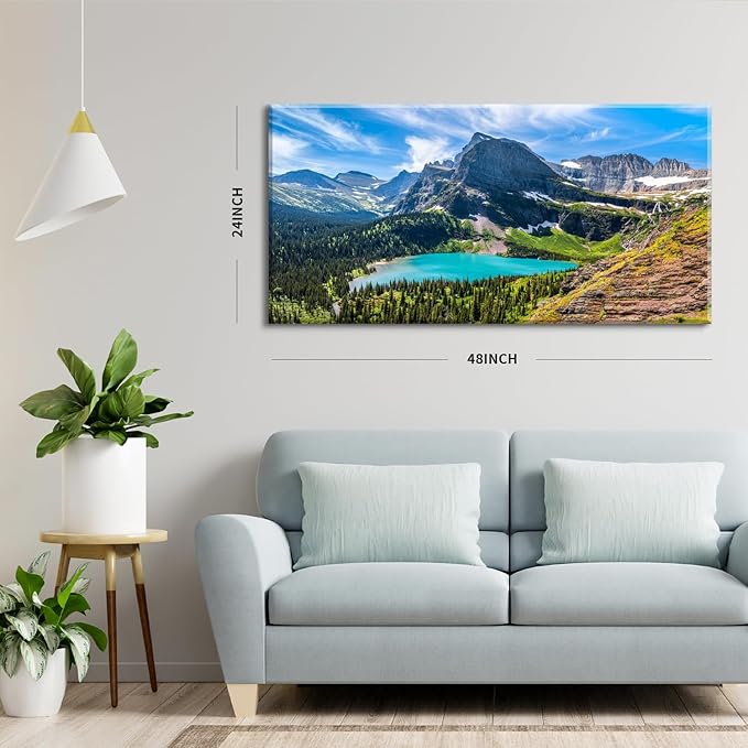 Mountain Canvas Wall Art Teal Saint Mary Lake Landscape Wall Decor Glacier - Image 3