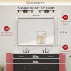 Keonjinn Gold Bathroom Vanity Mirror 48 x 36 Inch Large Rounded Rectangle - Image 9