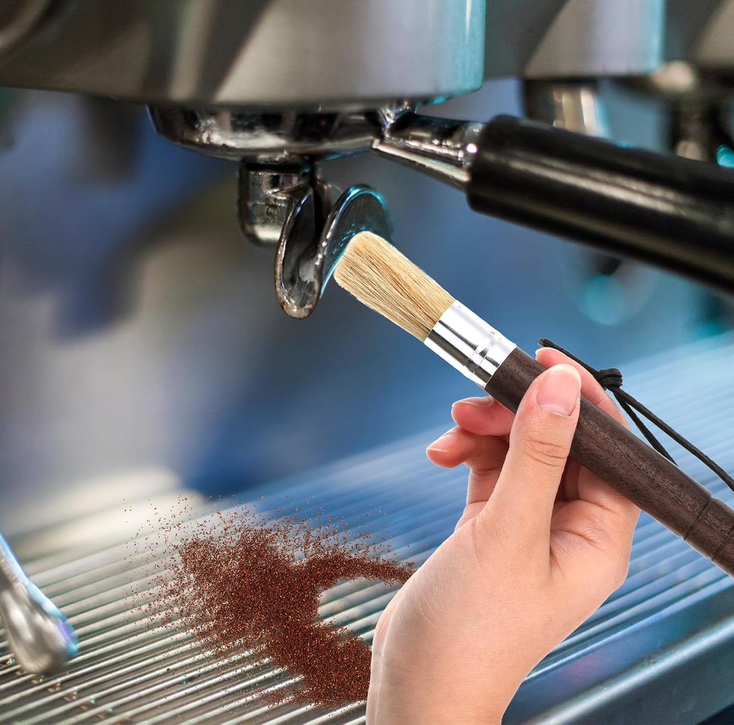 2 Pack Coffee Grinder Brush, Espresso Machine Brush with Wooden Handle and Natural Bristles, Coffee Grinder Cleaning Brushes for Home Kitchen Espresso Machine Cleaner Tool