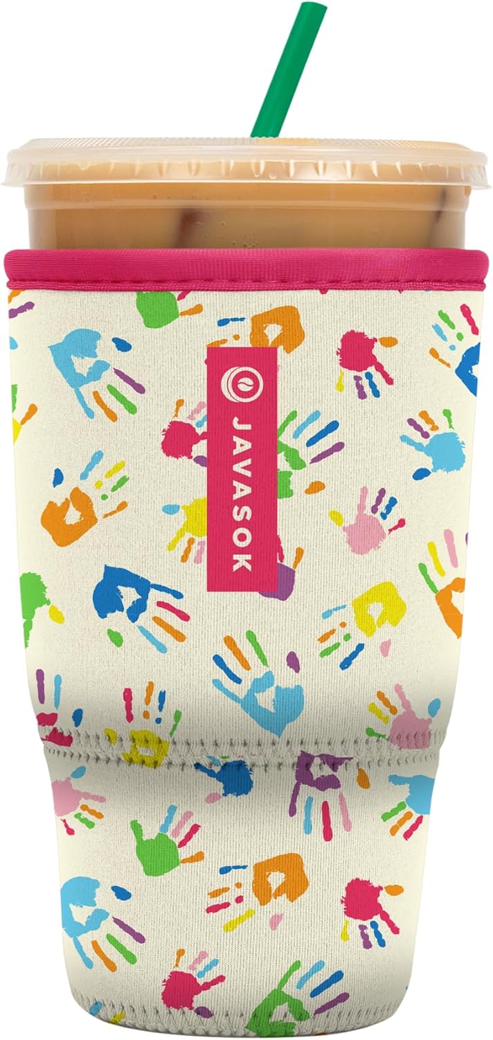 Sok It JavaSok Iced Coffee & Cold Soda Insulated Neoprene Cup Sleeve (Hand-Painted Treasures, Large: 30-32oz)