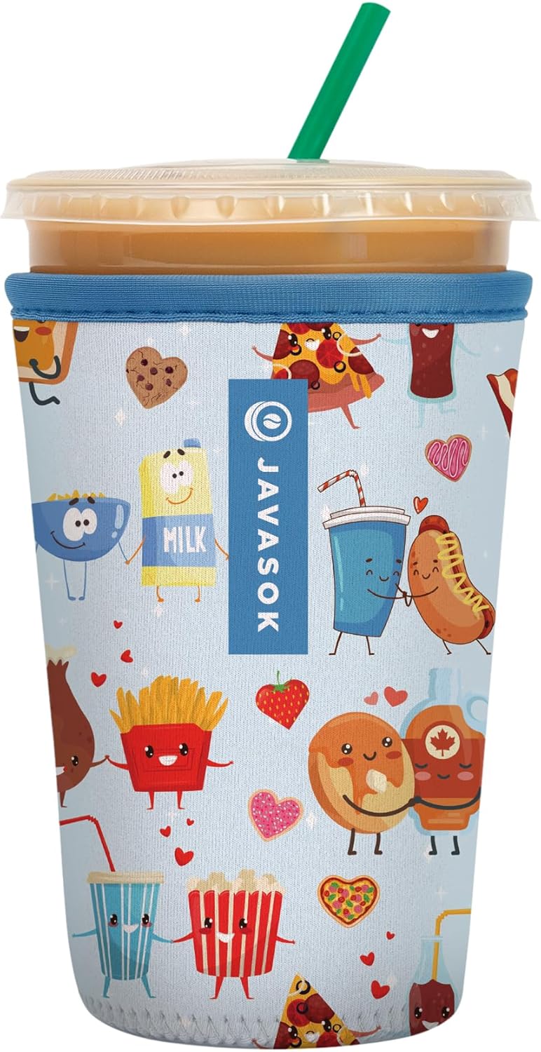 Sok It JavaSok Iced Coffee & Cold Soda Insulated Neoprene Cup Sleeve (Bestie Bites, Medium: 22-28oz)