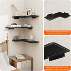 Homode Corner Shelves Wall Mounted, 3 Tier Wooden Hanging Display Shelf - Image 5