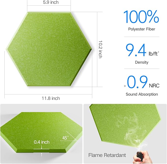 8 Pack Self-Adhesive Acoustic Panels 12" X 10" X 0.4" - Image 3