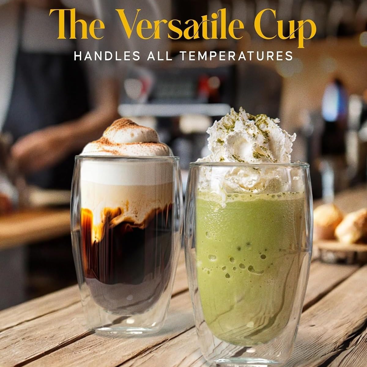 17oz Double Wall Glass Coffee Mugs Set of 2, Insulated Coffee Mug, Clear Borosilicate Glass Coffee Cups for Cappuccino, Tea, Lightweight and Microwave Safe