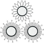 3 Pack Metal Mirrors for Wall Sunburst Wall Mirrors Home Décor Decorative by Uaussi