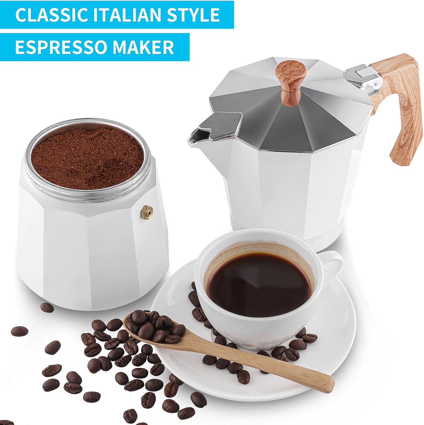 wedrink Stovetop Espresso Maker Aluminum Moka Pot 9 Espresso Cup-15.2OZ Cuban Coffee Maker Stove top Coffee Maker Moka Italian Espresso