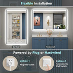 55x40 Black Framed LED Bathroom Mirror - Image 7