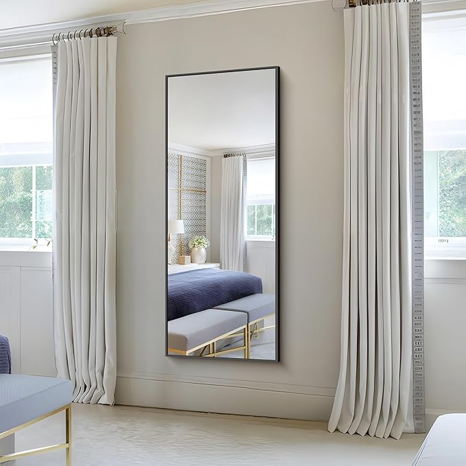 KOCUUY Black Bathroom Mirrors, Oversized Wall Mirror Black Metal Framed Decor - Image 3