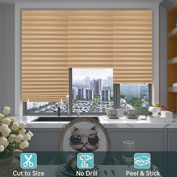 Changshade 6 Pack Temporary Shades, Pleated Paper Blinds - Image 5